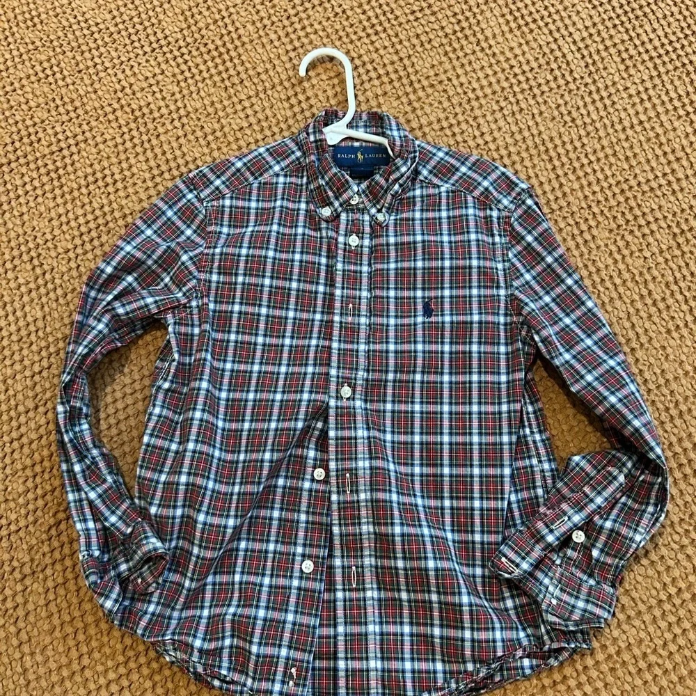 Ralph Lauren Kids Red and White Checkered Button-Down Shirt